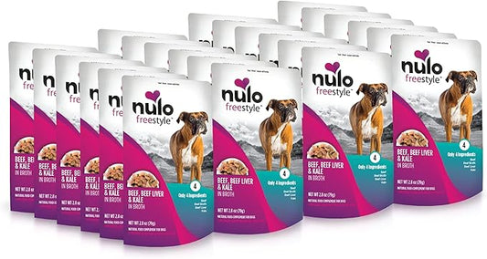 Nulo Freestyle Beef, Beef Liver, & Kale in Broth Real Meat Dog Food Topper, 2.8 Ounce (Pack of 24)