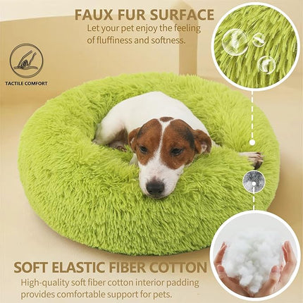 Calming Dog Bed - 23 Inch Dark Gray Donut Bed for Small & Medium Dogs, Anti-Anxiety, Washable, Fits up to 15 lbs