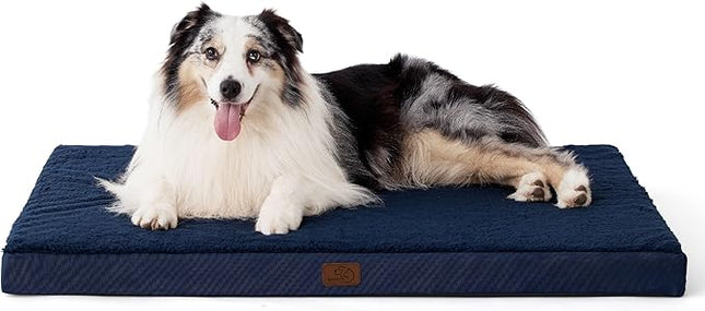 Bedsure XL Dog Bed for Crate - Large Orthopedic Flat Pet Beds with Removable Washable Cover, Egg Crate Foam Crate Mat, Suitable for Pet Up to 90 lbs
