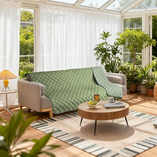 gogobunny 100% Double-Sided Waterproof Dog Bed Cover Pet Blanket Sofa Couch Furniture Protector for Puppy Large Dog Cat, Reversible (68x82 Inch (Pack of 1), Dark Green/Light Green)