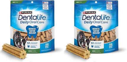 Dentalife Daily Oral Care Dog Treats for Small Dogs 5-20 lbs., Chewy Dental Treat to Freshen Breath and Fight Tartar, Chicken Flavor, 17.1 oz., 58 Chews - 58 ct. Pouch (Pack of 2)