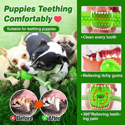Puppy Toys 5 Pack for High Energy Puppies,Puppy Teething Toys Rubber and Rope,Durable Dog Chew Toys for Aggressive Chewers,Tug of War Dog Toys,Puppy Chew Toys for Teething