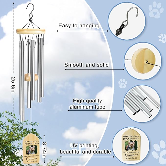 Personalized Pet Memorial Gifts, Pet Memorial Wind Chime, Dog Memorial Gifts, Cat Memorial Gifts, Pet Loss Gifts, Pet Loss Sympathy Gift, Dog Bereavement Gift, Dog Remembrance Gift - Loyal Loved