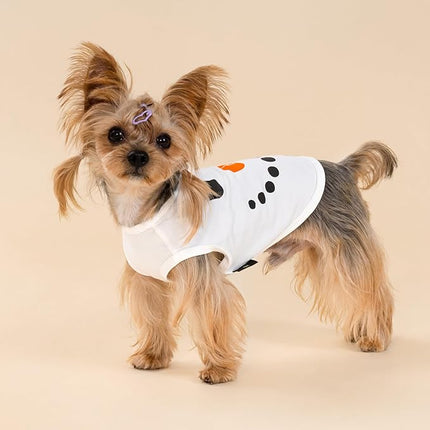 Fitwarm Snowman Dog Christmas Outfit, Holiday Dog Clothes for Small Dogs Boy Girl, Cute Pet Shirt, Black, White, Orange, Small