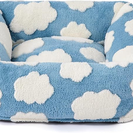 LE SURE Cute Dog Bed for Small Dogs & Cats- Washable Puppy Beds,Cozy Rectangle Orthopedic Pet Sofa with Jacquard Shaggy Plush & Anti Slip Bottom,20x19x6inches