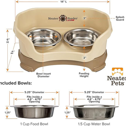 Neater Feeder Deluxe Mess Proof Cat Bowls Elevated for All Breeds – Made in USA – No Spill Raised Bowls for Indoor Cats – Stainless Steel Food and Water Bowl Set, Pet Dish Feeding Station, Cappuccino