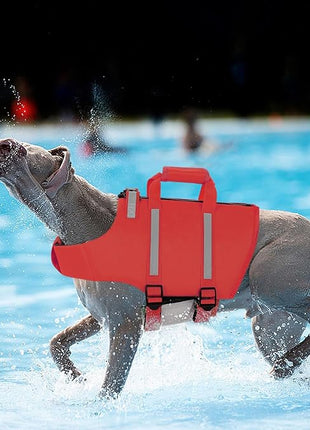 Queenmore XS Dog Life Jacket, Dog Life Vest for Swimming, Life Jackets for Small Dogs, Small Doggie Life Vest for Swimming, Adjustable Pet Life Vest for Boating, Cat Lifevest (Red, XS)