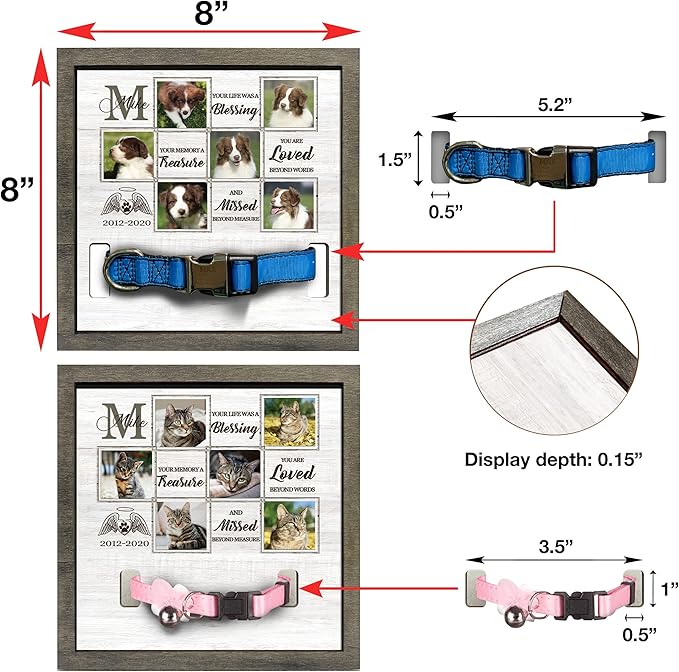 Customized Pet Memorial Frame Wooden Dog Heartfelt Gift Deceased Personalized Dog Loss Sign Remembrance Animal Passing Away Puppy Picture Frames Gifts for Pet Owners Christmas Tabletop Plaque