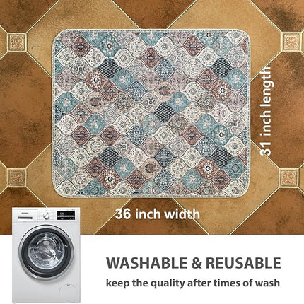 nunubaby Washable Pee Pads for Dogs, Stylish, Non-Slip and Leak-Proof Pee Pads. Reusable Potty Pads for Dogs for Crates and Floors.(Dark Red/Multi, 31" x36" )