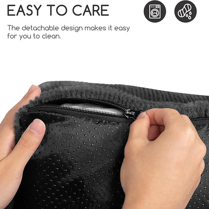 Hollypet Fluffy Plush Pet Cat Couch Soft Calming Pet Sofa Beds for Medium Small Cats and Dogs, Dark Charcoal Gray