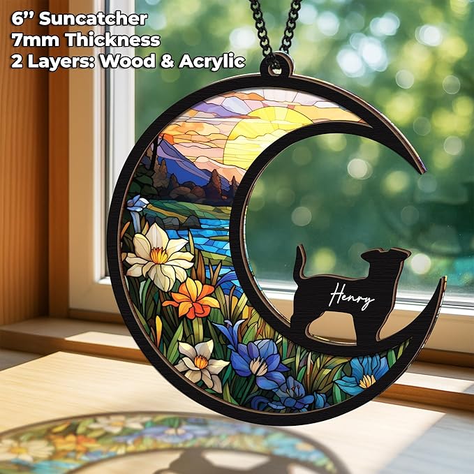 6'' Jack Russell Dog Memorial Suncatcher Personalized Name Dog Breed Pet Ornament Window Car Hanging Sympathy Gift for Loss of Pet Passed Away Remembrance Gift for Dog Lovers SCD-B11-6-42