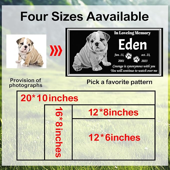 Pet Memorial Stones for Dogs & Cats, Personalized Dog Memorial Plaques for Pet Grave Stones for Outdoor - Cats Headstones, Tombstones for Grave Markers with Photo
