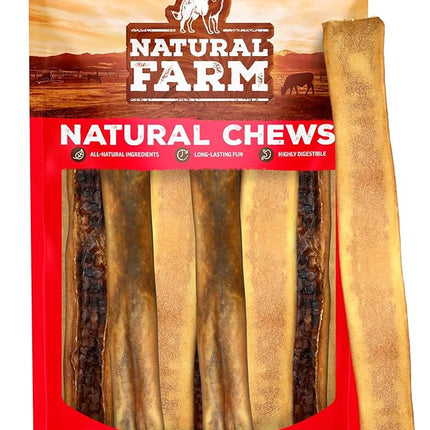 Natural Farm Bully Chips (9-12 Inch, 16 Oz.), Digestible Beef Cheek from Grass-Fed Cows, Non-GMO, Grain-Free, Natural Long-Lasting Dog Chews for Small, Medium & Large Dogs, Great Rawhide Alternative