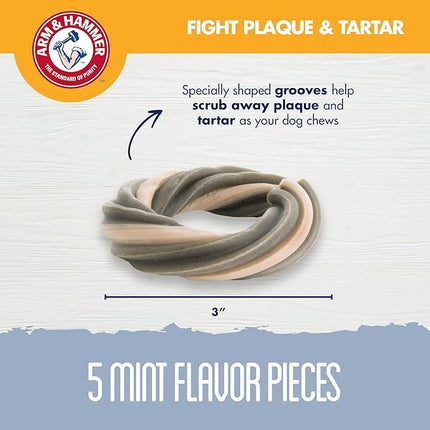 Arm & Hammer for Pets Ringers Dental Treats for Dogs | Dental Chews Fight Bad Dog Breath, Plaque & Tartar Without Brushing | Fresh Mint Flavor, 5 Count