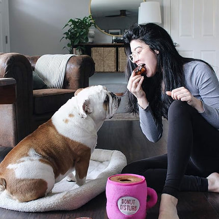 ZippyPaws Burrow- Interactive Dog & Puppy Toys for Boredom, Stimulating Pet Products to Keep Them Busy, Hide & Seek Plush Dog Puzzles, Enrichment Squeaky Toy, for Small & Medium Dogs- Coffee & Donutz