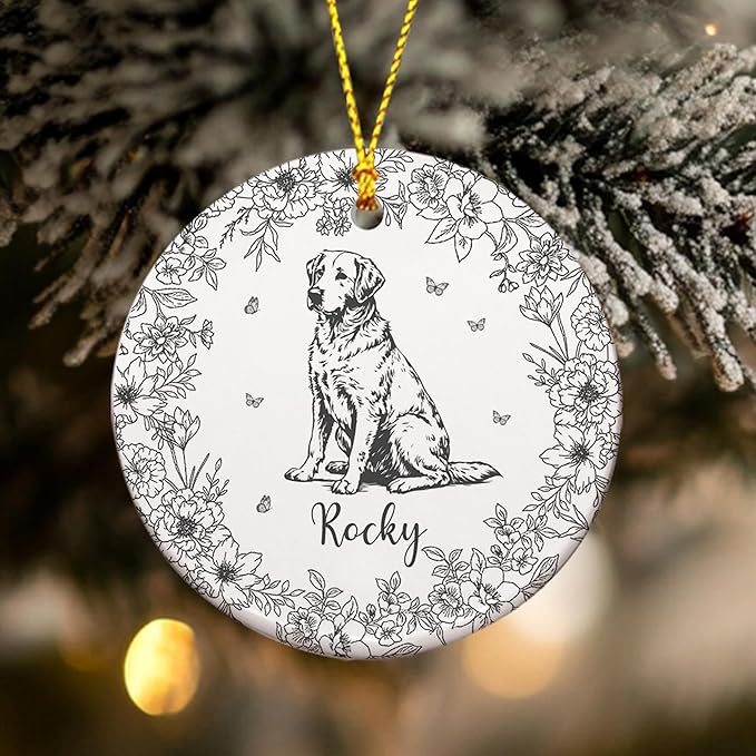 Personalized Chinoiserie Toile Pet Memorial Ornament – Custom Dog or Cat Christmas Ornament – Customizable with Name and Date – Unique Pet Lovers Gift – Pet Memorial Picture Ornament