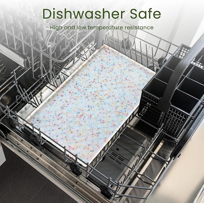 Ptlom Dog Food Mat Anti-Slip Dog Bowl Mats for Food and Water, Waterproof Pet Placemat Prevents Messy Spill to Floor, Silicone Puppy Feeding Tray for Small, Medium and Large Dogs Cats