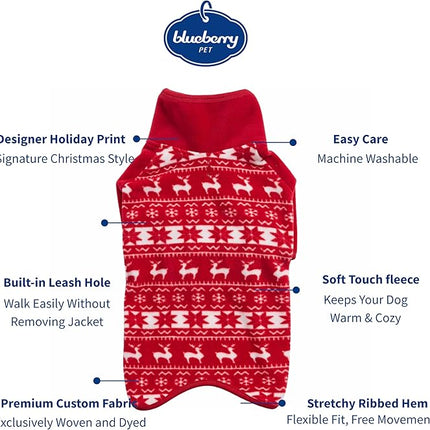 Blueberry Pet Dog Christmas Sweater - Warm & Soft Ugly Reindeer & Snowflake Fleece Jacket, Back Length 18" - Award-Winning Dog Sweater, America's Best Petcare Brands 2022 & 2021