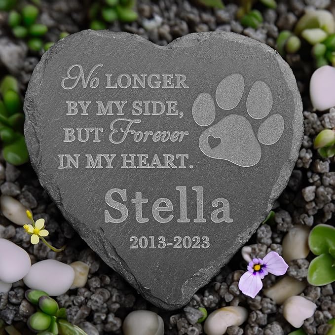 Loss of Dog Memorial Stones - Personalized in Memory of Dog Gifts - Pet Loss Gifts - Cat Memorial Gifts - Personalized Pet Sympathy Tombstone - Paw Print Memory Headstone - 4*4 Inches Memorial Stone
