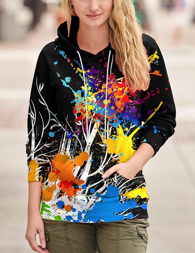 Yasswete Unisex Adults 3D Printed Fashion Hoodies for Men Women Pullover Novelty Sweatshirts with Big Pockets