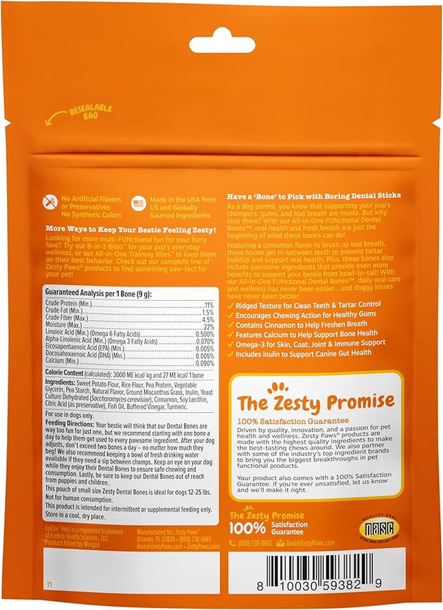 Zesty Paws All-in-One Functional Dental Bones, Small, 6ct