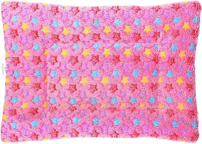 FJWYSANGU Fluffy Pet Cat Blanket Soft Coral Velvet Pet Puppy Cushion Mat Warm Cover Soft Pad Mat(Star V2/Pink,Medium)