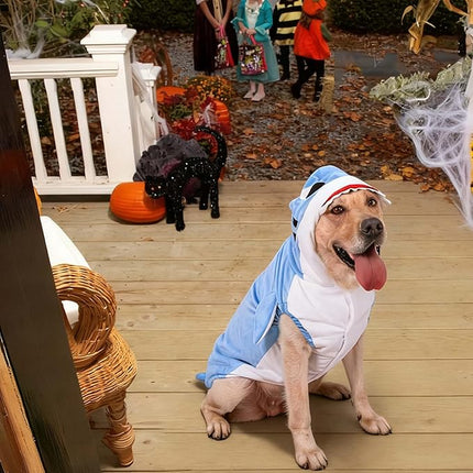 FLAdorepet Halloween Dog Shark Costume Outfits for Large Dog Winter Fleece Puppy Jacket Coat Hoodie Funny Dog Clothes Golden Retriever(5X-Large, Blue)