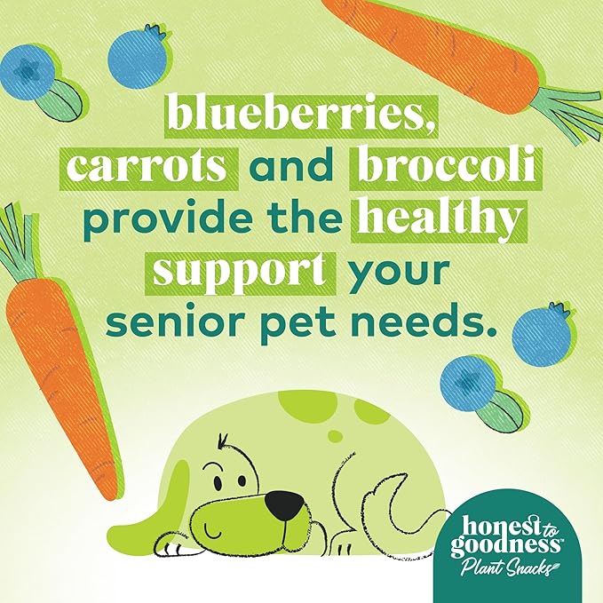 Honest to Goodness Plant Snacks Golden Years Blueberry & Carrot Recipe Dog Treats, 8 oz Bag, Plant-Based Dog Treats