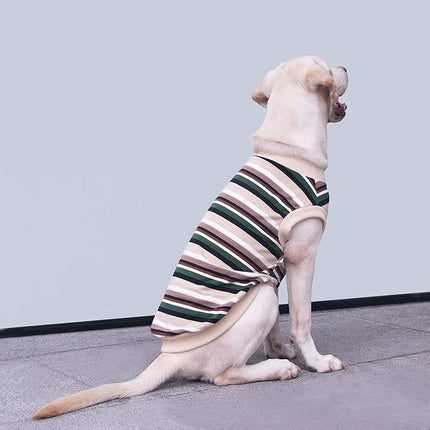 Large Dog Striped T Shirts Clothes Sleeveless Tank Top Vest for Pitbull Labrador, Yellow, 3X-Large