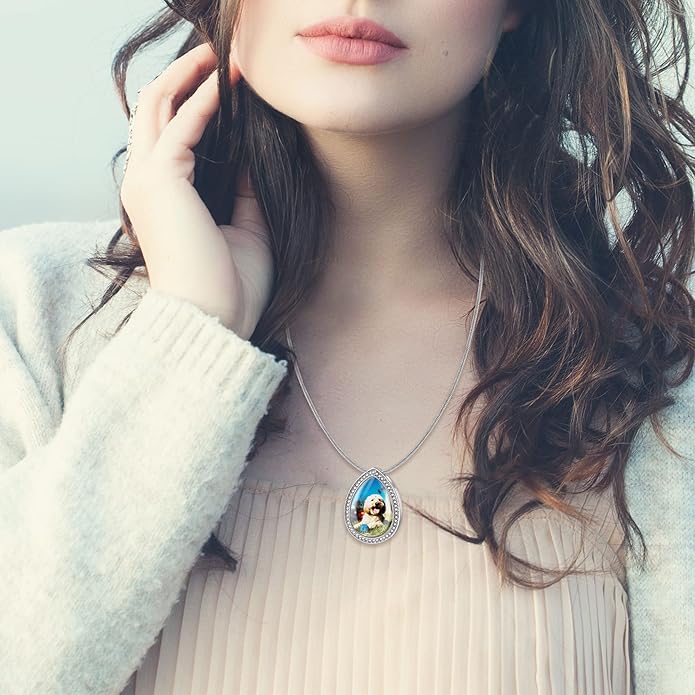 Farfume Personalized Pet Urn Necklace for Dog Cat Ashes Cremation Pet Memorial Customized Photo Text Engraving Pendant Keepsake Funeral Jewelry