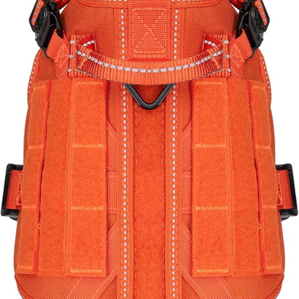 ICEFANG Tactical Dog Harness, Small Size,2X Metal Buckle,Working Dog MOLLE Vest with Handle,No Pulling Front Leash Clip,Hook and Loop Panel (Orange,S (Pack of 1))