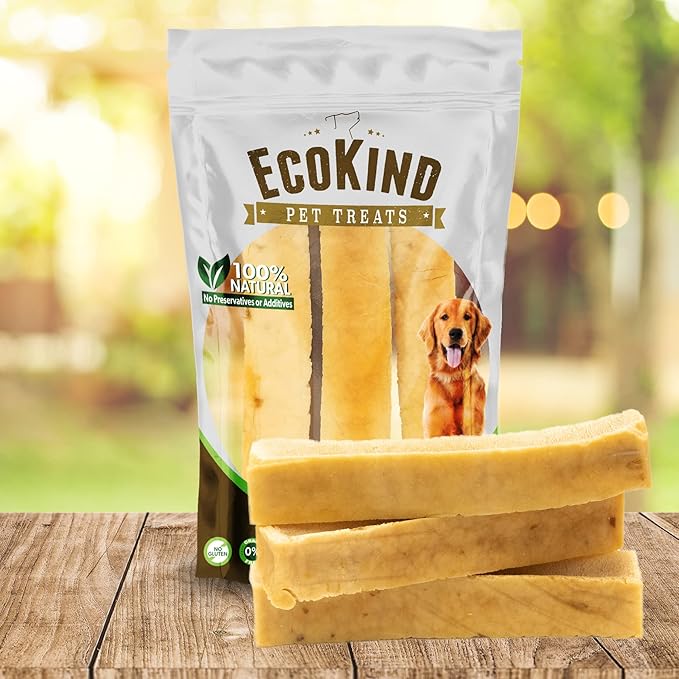 EcoKind Premium Gold Yak Cheese Himalayan Dog Chews, Dog Treats Large Breed, All Natural, High Protein Dog Chew, Chicken, Large - 3 Chews