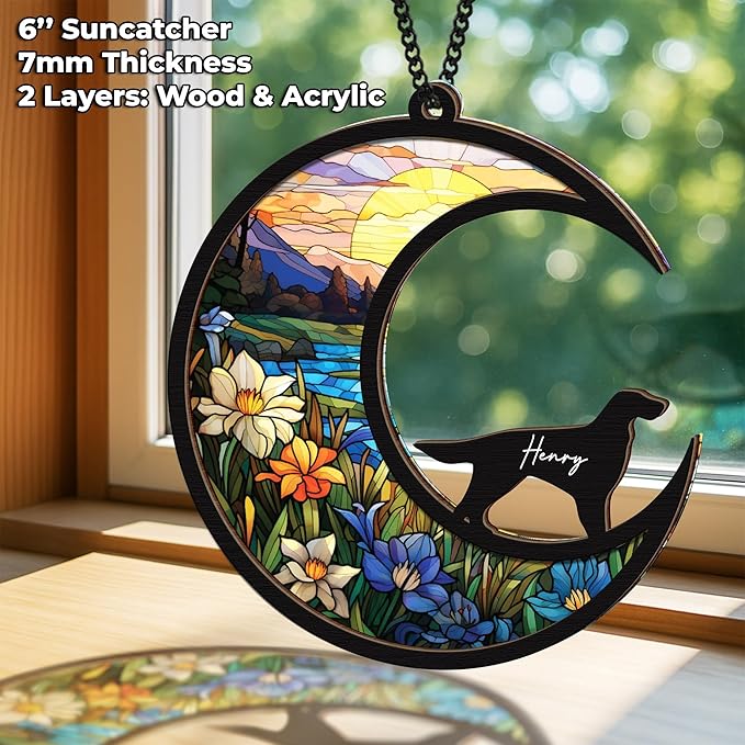 6'' Irish Setter Dog Memorial Suncatcher Personalized Name Dog Breed Pet Ornament Window Car Hanging Sympathy Gift for Loss of Pet Passed Away Remembrance Gift for Dog Lovers SCD-B11-6-72