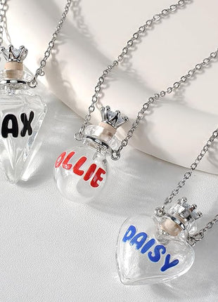 callie Personalized Pet Fur Memorial Necklace - Custom Name, Dog Cat Hair Ashes Storage Glass Necklace, Birthday Memory Jewelry Gifts for Women Pet Lovers