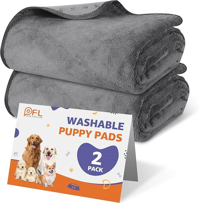 PICK FOR LIFE Washable Dog Pee Pads, 48x48 Reusable Puppy Whelping Pads, Absorb Dog Mats Non-Slip Reusable Pet Training Pad for Whelping, Potty, Training, Playpen, Crate, 2PACK