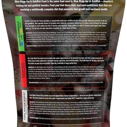 Blue Ridge Koi Fish Food 2lb - Koi Food Mini Growth Formula, Goldfish Food, Premium Fish Food for Ponds, Ponds Fish Food, Floating Pond Pellets