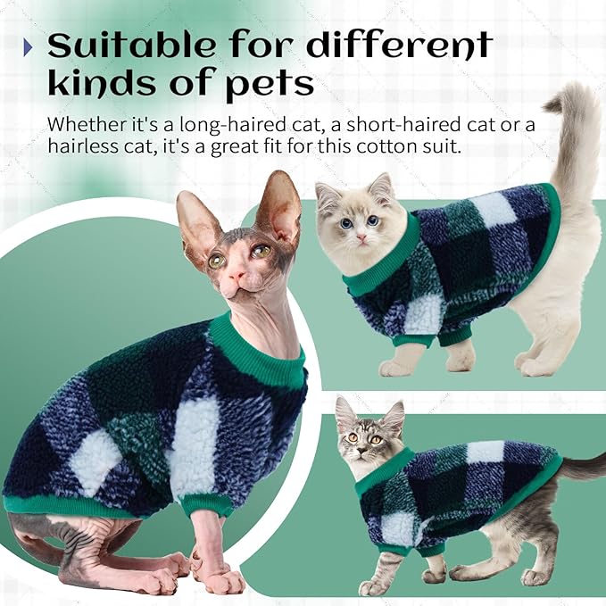Cat Clothes -2 Legged Pullover Cat Sweater Soft Warm Pet Apparel Kitten Clothes for Kittens Only Elastic, Green XL