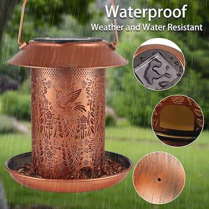 Bird Feeders for Outdoors Hummingbird Garden Decor Mothers Day Birthdays Gifts for Women Mom Grandma Solar Lanterns Outdoor Waterproof Metal Solar Decoration OutsideLED Lanterns for Yard, Patio Deals