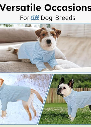 Queenmore XXL Dog Sweater, Dog Sweaters for Large Breeds, Turtleneck Pet Sweaters, Cold Weather Doggie Sweatshirt, Extra Large Pet Sweaters, Blue 2XL