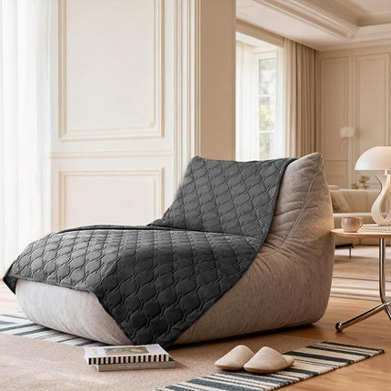 gogobunny 100% Double Sided Waterproof Dog Blanket Soft Pet Bed Cover Reversible Protect Furniture Couch Sofa Car for Puppy Large Dog Cat (Dark Charcoal/Light Charcoal, 82x82 Inch (Pack of 1))