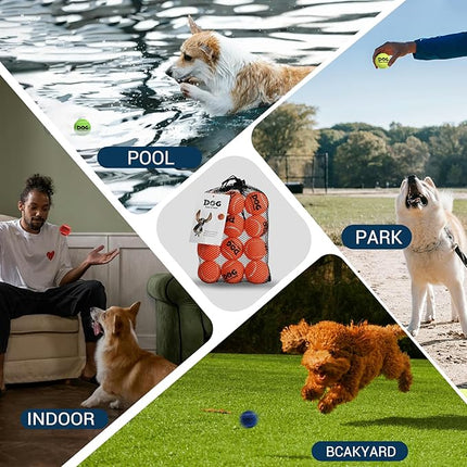 AMA SPORT Small Tennis Balls for Dogs 12 Pack 2.0" Orange Dog Tennis Balls for Puppy Small Dog Toys, Designed for Dogs Floating, Water-Hunting, Fetch, Fun Playing, Daily Exercise, Mid-air Catching