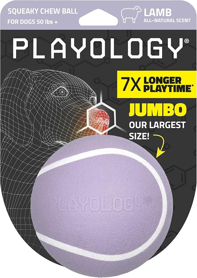 Playology Dog Toys | Squeaky Chew Ball - Bouncy Durable Floating Fetch Ball for Dogs | Jumbo Lamb Scented Toy - Easy to Clean and Made from Non Toxic Materials