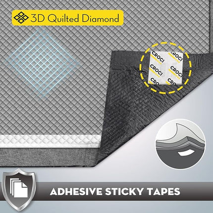 CROCI 36"x36" 3XL Activated Carbon Pee Pads for Dogs, Odor-Control Charcoal Dog Pads Absorbs Up to 11 Cups of Liquid, 6-Layer Thicker Leak-Proof & Quick Dry Dog Training Pads, Disposable (25 Counts)