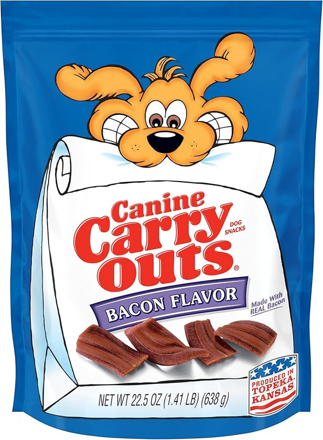 Canine Carry Outs Dog Treats, Bacon Flavor, 22.5 Ounce (Pack of 4), Made with Real Bacon