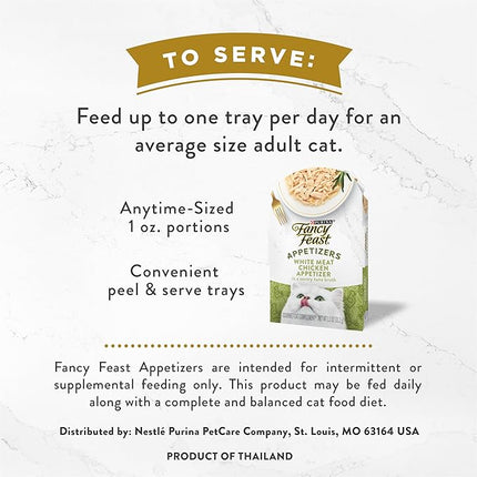 Purina Fancy Feast Appetizers Grain Free Wet Cat Food Complement White Meat Chicken Appetizer in a Savory Tuna Broth Cat Food Topper - (Pack of 10) 1.1 oz. Trays