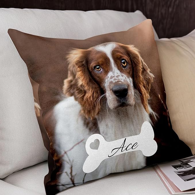 Funny DIY Personalized Pet Memorial Throw Pillows with Pictures Name, Custom Pet Memorial Gifts for Loss of Dogs, Dog Cat Memorial Pillow, Customized Bereavement Sympathy Gifts for Pet Lover
