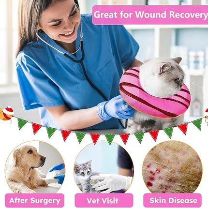 Cat Cone Collar Soft, Cat Recovery Collar for Wound Healing Cute Donut Adjustable Kitten Cones to Stop Licking Comfortable Lightweight Neck Elizabethan Collars for Cats Kittens After Surgery