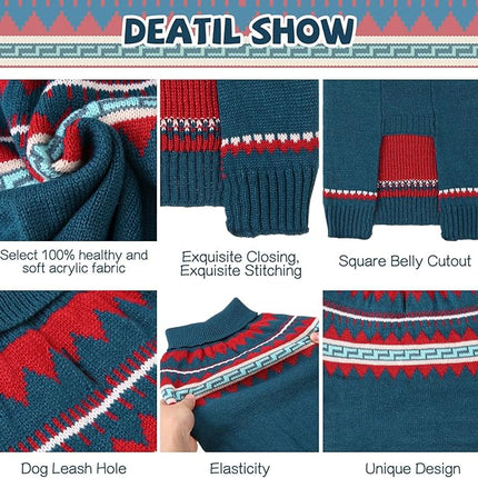 BINGPET Christmas Dog Sweaters for Winter,Turtleneck Classic Knit Dog Sweaters for Small Medium Large Dogs,Nblue Knitted Holiday Sweaters for Outdoors Playing,Warm Puppy Dog Cat Clothes,S