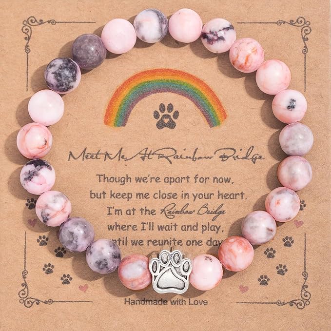 Pet Memorial Gifts for Dogs, Dog Memorial Gifts for Loss of Dog, Dog Loss Sympathy Gift, Pet Memorial Bracelet for Men Women Who Loss of Dog Cat, Dog Passing Away Remembrance Gift