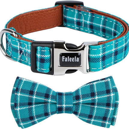 Faleela Soft &Comfy Bowtie Dog Collar,Detachable and Adjustable Bow Tie Collar,for Small Medium Large Pet (Medium (Pack of 1), Green)
